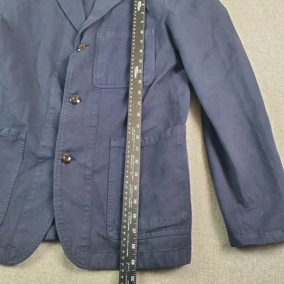 Wallace & Barnes Chore Jacket Mens 38 Bleu Linen Blend Unlined Lightweight